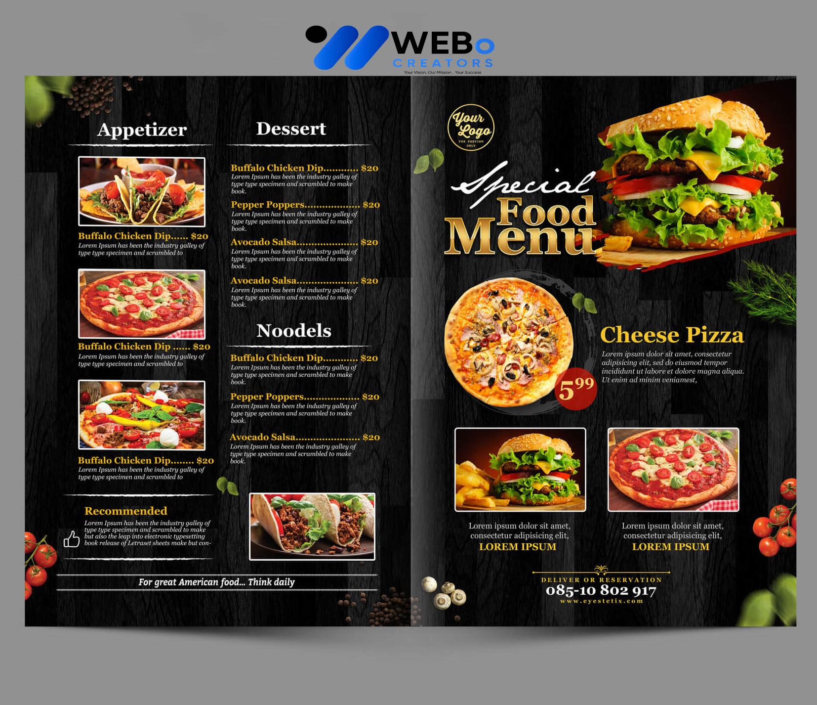 Modern restaurant menu design Detroit ,MI 2026 café menu layout food branding design services